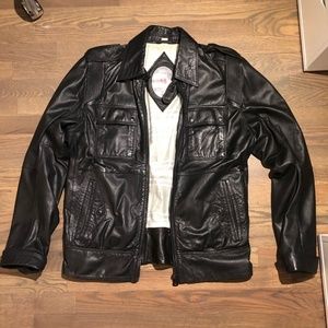Diesel Lisardo Black Leather Jacket Men's Large